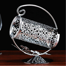 现代简约欧式创意红酒架摆件酒瓶架葡萄酒架酒柜装饰酒架子 款式五：吉祥银色镂空酒架