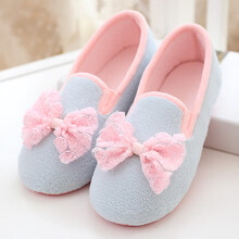 月子鞋春秋包根防滑产妇产后用品春夏软底室内厚底孕妇拖鞋夏天 蓝蕾丝蝴蝶结 36