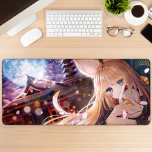 黑狼（Black Wolf）鼠标垫超大加厚锁边动漫风游戏键盘垫定制订做男女个性办公电脑桌垫 面具女孩 300x800x3mm