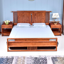 艺铭天下红木家具非洲花梨（学名：刺猬紫檀）卧室1米8双人床实木高低床中式家用大床床榻 双人床   1800*2000mm