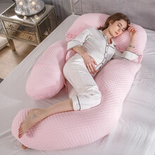bajolly孕妇枕头护腰侧睡枕托腹睡觉神器u型侧卧枕孕妇抱枕靠枕孕期用品 3D空气针织棉【A类婴幼儿标准】粉色