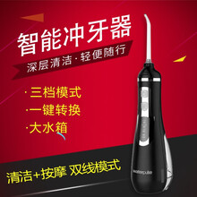 健适宝V500冲牙器洗牙器水牙线便携式家用电动口腔清洗机 双线模式 清洁+按摩 压力自动记忆 黑