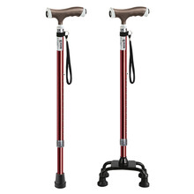 乐来福（REALLIFE） 老人拐杖拐棍手杖 可伸缩带灯轻便防滑 S03两用 单脚+中四脚（洒红）