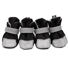 宠哆哆 狗狗鞋子小型犬泰迪贵宾比熊犬狗鞋软底脚套宠物鞋子 PU软底防滑狗鞋(黑色) M-推荐6-8斤左右