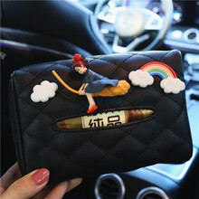 赛霸奥 汽车椅背遮阳板纸巾盒套车载车用卡通挂式纸巾盒男女可爱抽纸盒袋 魔女琪琪(立体)