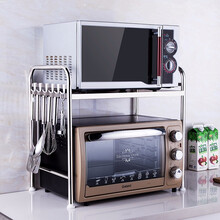 心家宜 不锈钢厨房置物架微波炉架 家用厨房用品收纳架子 置物架调料架 加宽双层微波炉架