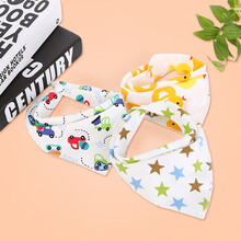 口水巾 围嘴加厚饭兜防吐奶 婴儿纯棉纱布口水巾带按扣 纯棉无荧光 安全放心喜瑞通  三角巾图案随机 3条装