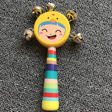 拔浪鼓 婴儿玩具卡通制玩具拨浪鼓 质手摇鼓摇铃0-1岁儿童宝宝早教 明黄色 黄帽子手摇铃