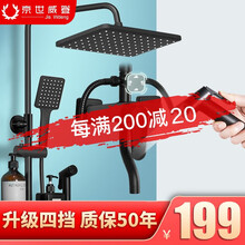 德国JisWdeng淋浴花洒套装 增压黑色淋雨器喷头精铜龙头主体沐浴莲蓬头淋浴器花洒 升级黑色四档花洒套装