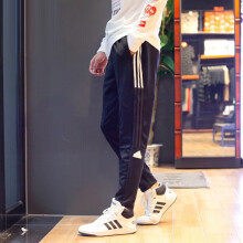 阿迪达斯 （adidas）男裤2025春季新款休闲舒适透气快干跑步训练运动裤 HG2064黑色 L