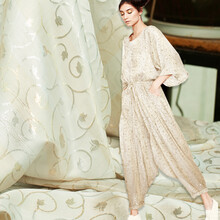 煊缎 真丝 浅金色调轻奢金属色织提花宫廷风连衣裙布料 服装diy制衣夏