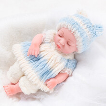 仿真娃娃毛绒玩具婴儿女孩全软胶洋娃娃逼真睡眠会说话唱歌的重生假娃娃公仔玩偶 275-6闭眼 蓝毛绒（男娃） 248声版