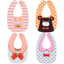 婴儿围嘴纯棉宝宝口水巾防水口水兜新生儿围兜 BB45 (女宝4条装)