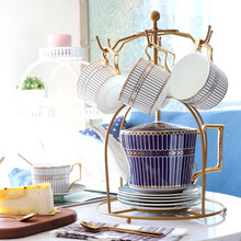 欧式咖啡具套装小奢华英式下午茶茶具陶瓷红茶杯咖啡杯家用喝水杯子 神秘之约（专业版）：6杯6碟1壶1糖缸1奶缸