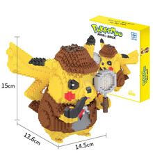 钻石拼图拼装微型迷你小颗粒积木玩具兼容乐高独角兽蛋糕超级玛丽叮当猫男孩子成人成年人摆件创意DIY礼物 大侦探皮卡丘【1580颗粒】