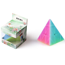 奇艺果冻六色魔方二三四五阶顺滑比赛专用斜转金字塔免贴纸儿童益智玩具套装 启明金字塔果冻色