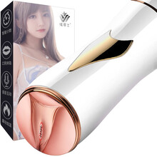 FOX飞机杯电动男用自慰器具全自动加热bei子环互动口部双通道倒模智能双头成人男性情趣性用品逼真玩具 女神杯-白色丨伸缩丨夹吸丨发音丨震动丨加热