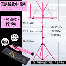 乐谱架琴架便携式吉他古筝架子鼓曲谱架支架可升降折叠歌谱架子 【高至1.6米】中号谱架粉色【标准款】【送谱架包】