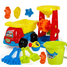 儿童沙滩玩具套装决明子挖沙挖掘机工程车宝宝沙子戏水铲子工具 沙滩车沙漏桶12件