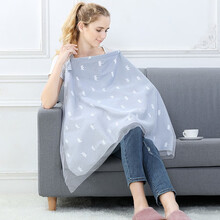 稚心多功能宝妈哺乳巾 外出哺乳遮挡衣喂奶遮羞布防走光披肩外出授乳遮巾 防走光吊带遮挡巾 灰色皇冠哺乳巾-棉布+纱网 98*70CM
