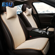 ESU轻奢品牌纯羊毛汽车坐垫冬季毛绒小蛮腰新款加厚保暖专用汽车靠背座垫 澳洲羊毛小蛮腰坐垫(米白色)