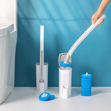 红小鱼 一次性可替换马桶刷（含8个替换头）马桶刷头自带清洁液 可抛式厕所刷子 卫生间清洁神器
