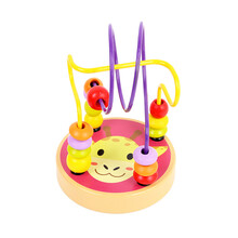 木制榉木迷你小绕珠串珠 1-2-3-6岁宝宝婴幼儿童穿线积木早教益智玩具 紫色小绕珠