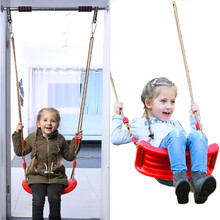 儿童秋千门框秋千室内房门户外单杠双杠公园宝宝荡秋千 红色室内门框(1.5米短杠)+户外套装