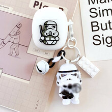 巨力仕 保护套适用于唐麦W9真无线蓝牙耳机硅胶保护套w9黑白卡通防摔耳机软外壳 【唐麦 W9】白套-Q版白骑兵+公仔眼睛会亮会叫