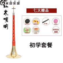 乌木红木唢呐成人儿童初学者全乐器调民族演奏乐器 红木D调黄碗+七种礼品