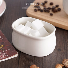 瑶华 强化瓷纯白糖缸一次性袋装糖罐简约便捷糖盒澳式糖缸咖啡配套器具 纯白圆口糖缸