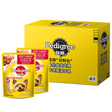 宝路狗粮 宠物狗零食 软包狗罐头 成犬全价妙鲜包 整盒装 牛肉味100g*12