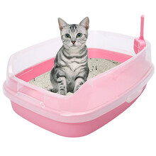 美卡猫砂盆猫厕所美卡大号半封闭式双层猫便盆厂家直销肥猫多猫上厕所 粉红色 46x62x23cm