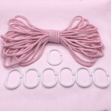 宿舍床帘绳子挂钩 扣环配件 上下铺床帘开扣C环加粗床帘绳子 2.5米浅粉绳+6个C环 其它