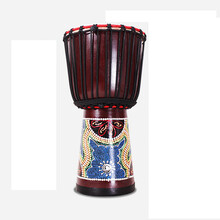 奇宝居非洲鼓12寸丽江手鼓12寸成年老山羊皮非洲鼓整木掏打击乐器 12寸棕色点彩