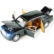 仿真车模1:24合金劳斯莱斯幻影车模迈巴赫合金汽车模型1:32红旗阅兵车摆件男孩回力玩具车小汽车模型 6开门劳斯莱斯黑色