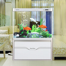 森森大中型鱼缸水族箱高缸玻璃生态落地下过滤底滤客厅鱼缸 1.0米43宽 缸高922靠墙款（黑白灰红）送礼包
