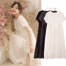 米度丽 孕妇夏装孕妇连衣裙长款过膝长裙夏季2021新款娃娃裙夏天裙子潮妈 7561 白色 XL码