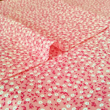 布将军的确良小碎花布料 涤棉碎花布料衬衫连衣裙服装面料田园小碎花棉布 粉色一米价