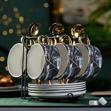 友来福 北欧式咖啡杯碟套装陶瓷 家用办公司便携下午茶茶具套装西式红茶杯子杯具