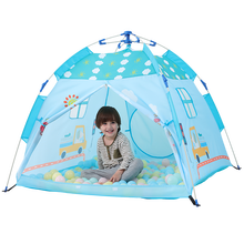 思贝 儿童帐篷女孩玩具屋室内外宝宝 折叠公主城堡户外野营游  一键自动化帐篷游戏屋 野营户外室内通用 蓝色折叠帐篷，不含球