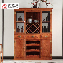 真艺阁红木家具非洲花梨(学名：刺猬紫檀)实木酒柜展示柜新中式储物柜陈列架 1.53*38*202高