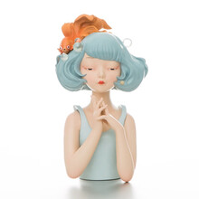 本艺术空间 国王花园系列发梢上的花魁鱼 贾晓鸥作品 童话故事摆件创意礼物送女孩 现代空间装饰品雕塑 水漾青 S