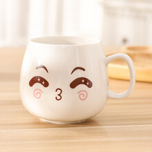 智聪星陶瓷马克杯女男咖啡杯可爱卡通杯子带盖勺喝水杯麦片杯牛奶杯瓷杯1 单杯么么哒