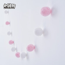 小斑鸠 12个装ins北欧风毛毡球挂饰生日节庆装饰 创意墙壁挂件毛球串 粉红白