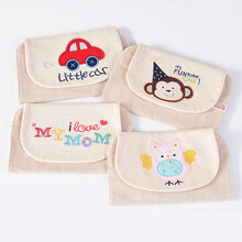 邦帛莉（BONBORLEA） 宝宝吸汗巾儿童全棉质加大垫背巾两面可用婴幼儿纱布隔汗巾4层透气 猴子组合-4条装 S（0-1岁）