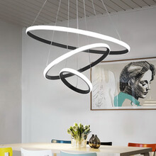 佐慕 餐厅吊灯现代简约led圆环北欧客厅灯创意个性卧室书房吧台灯具 三圈直径60+40+20cm无极调光【白色】