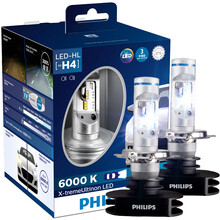 飞利浦（PHILIPS）极昼光LED H4汽车灯泡大灯近光灯远光灯2支装 增亮200%白光6000K精准光型不炫目快速安装