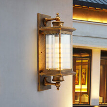 千岳（QIANYUE） 外墙壁灯 室外防水复古大门口灯 庭院户外灯 走廊花园别墅led简约阳台欧式 大号古铜色（LED灯泡）