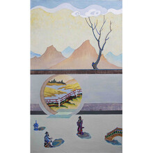 维格列艺术 王大志 原作油画作品《浮生观景图之九》现代简约客厅沙发背景墙画走廊玄关壁画餐厅挂画售楼处 私人住宅 酒店会所 办公空间特殊定制尺寸请联系客服